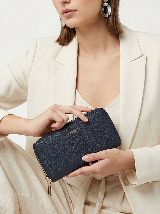 Lazarotti Bologna Leather XL dvojitá peněženka se zipem RFID Leather 20 cm