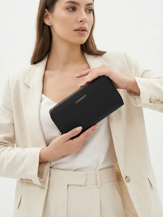Lazarotti Kožená peněženka Bologna XL s dvojitým zipem kolem dokola, RFID, 20 cm
