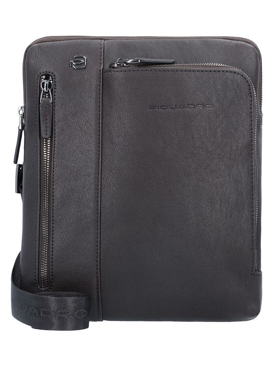 Piquadro Sort firkantet skuldertaske i læder 24 cm Piquadro Sort firkantet skuldertaske i læder 24 cm