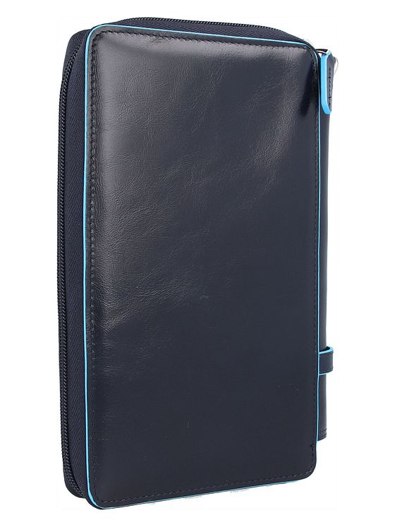 Piquadro Blå firkantet pasetui i læder 14 cm