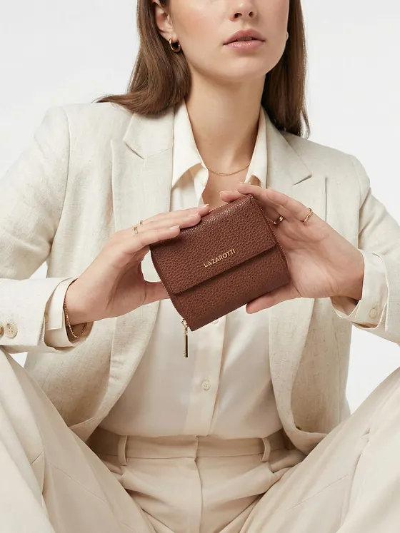 Lazarotti Cartera de piel «Bologna» con cremallera envolvente, 12 cm