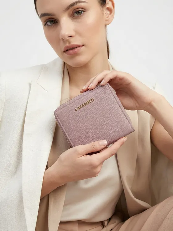 Lazarotti Cartera de piel «Bologna» mediana con cremallera perimetral, 10 cm