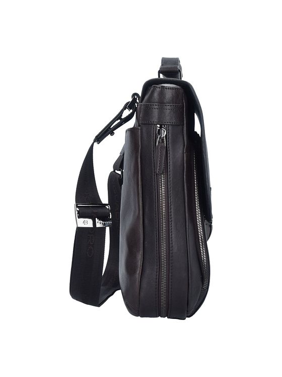 Piquadro Sort firkantet dokumentmappe i læder med 40 cm rum til bærbar computer