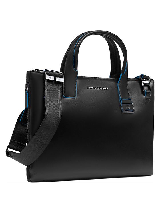 Piquadro Blue Square Nákupní taška Kůže 38 cm Kapsa na notebook s roztažitelným záhybem