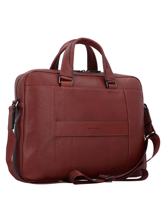 Piquadro Sort firkantet dokumentmappe i læder med 40 cm rum til bærbar computer