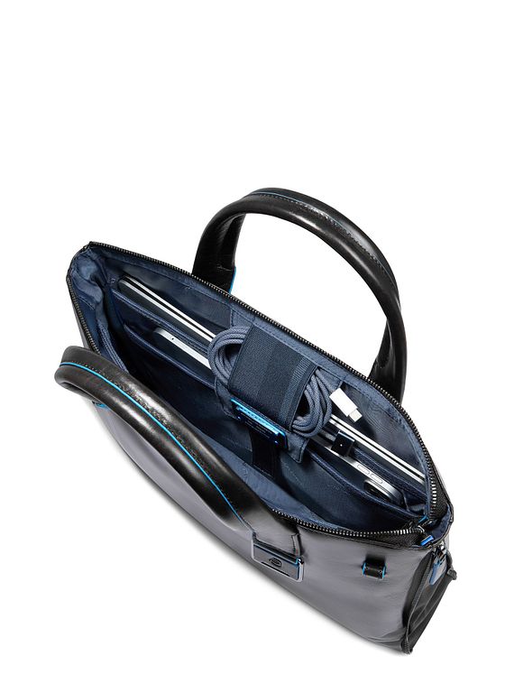 Piquadro Blue Square Nákupní taška Kůže 38 cm Kapsa na notebook s roztažitelným záhybem