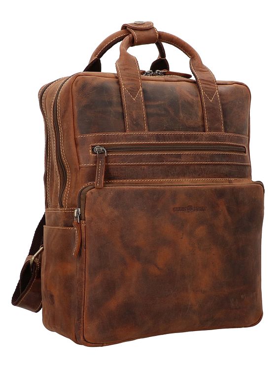 Greenburry Vintage-rygsæk i læder med 38 cm rum til bærbar computer