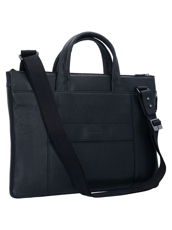 Piquadro Sort firkantet dokumentmappe i læder med 42 cm laptop-rum