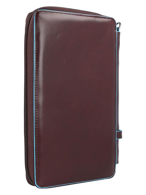 Piquadro Blå firkantet pasetui i læder 14 cm