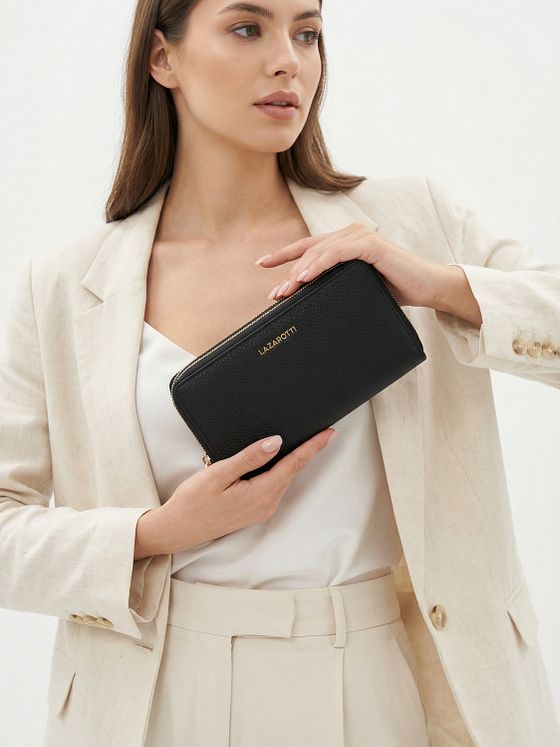 Lazarotti Bologna Leather XL dvojitá peněženka se zipem RFID Leather 20 cm