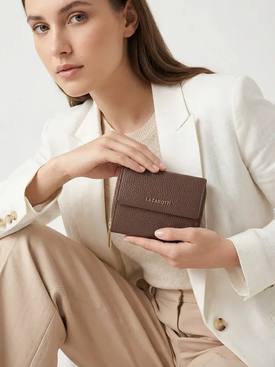 Lazarotti Cartera de piel «Bologna» con cremallera envolvente, 12 cm