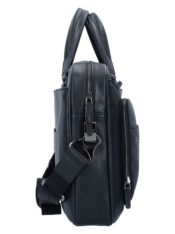 Piquadro Sort firkantet dokumentmappe i læder 39 cm med rum til bærbar computer