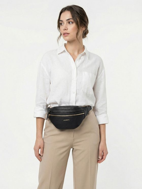 Lazarotti Bologna læderbæltetaske med dobbelt lynlås læder 25 cm Lazarotti Bologna læderbæltetaske med dobbelt lynlås læder 25 cm