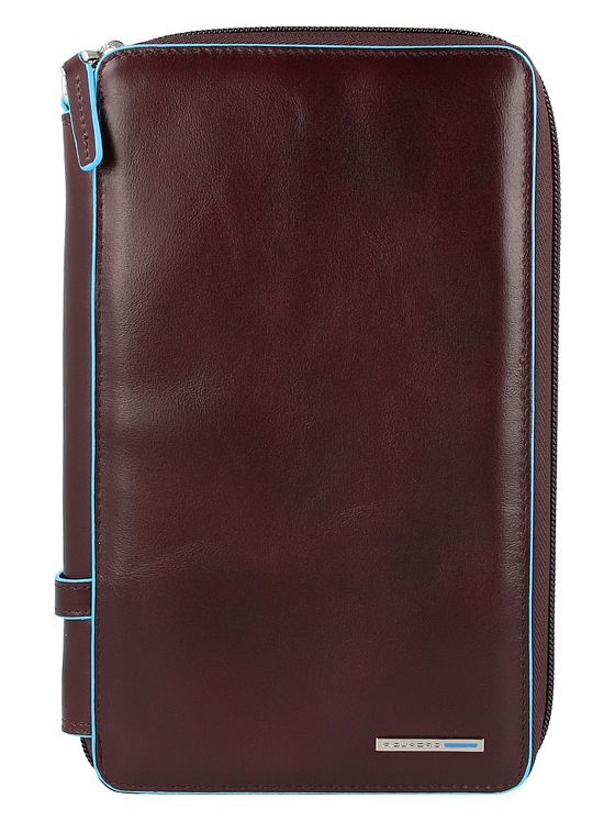 Piquadro Blå firkantet pasetui i læder 14 cm