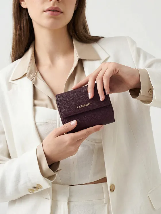 Lazarotti Cartera de piel «Bologna» con cremallera envolvente, 12 cm