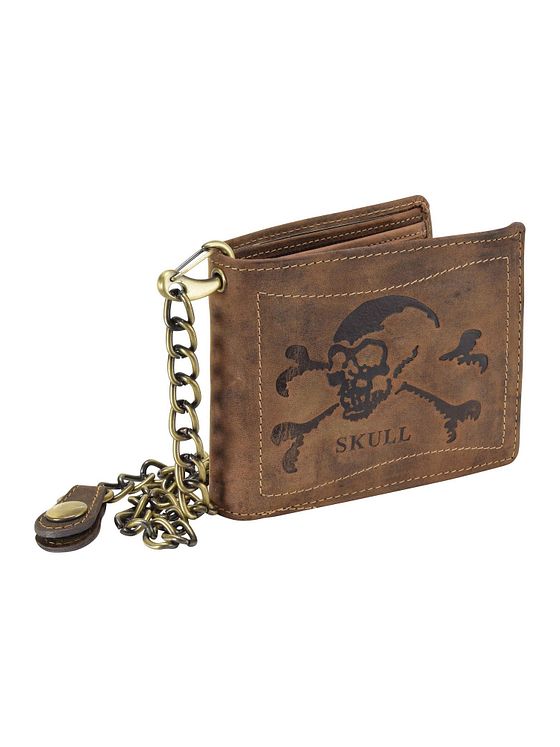 Greenburry Vintage Skull-pung i læder 12 cm