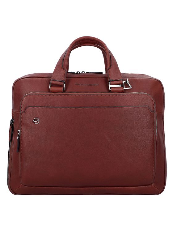 Piquadro Sort firkantet dokumentmappe i læder med 40 cm rum til bærbar computer