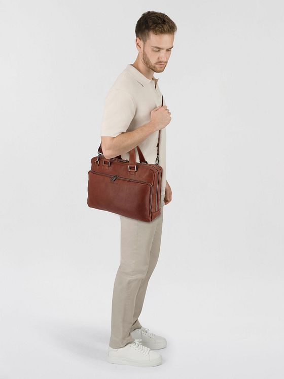 Plevier Vintage Larry Dokumenttaske Læder 40 cm Laptoprum