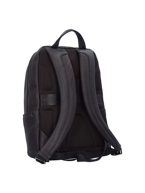 Piquadro Sort firkantet business-rygsæk læder 39 cm rum til bærbar computer