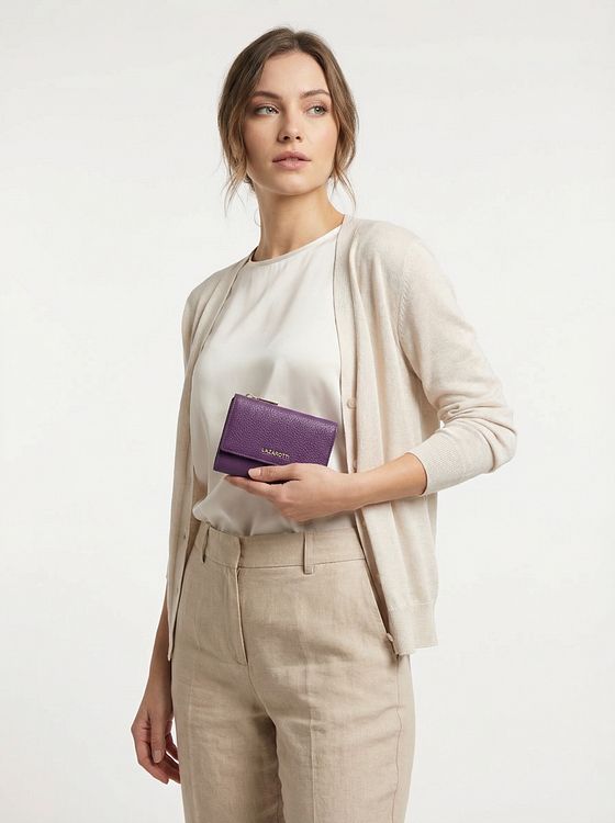 Lazarotti Bologna Kožená peněženka XL s přihrádkou na zip kůže 14 cm