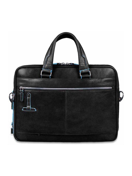 Piquadro Modrá čtvercová aktovka III kožená 39 cm s přihrádkou na notebook