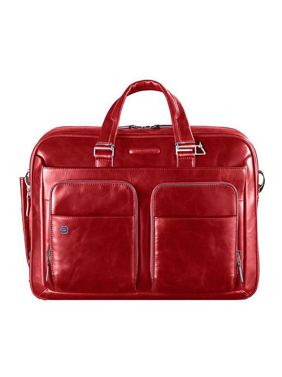 Piquadro Modrá čtvercová aktovka III kožená 39 cm s přihrádkou na notebook