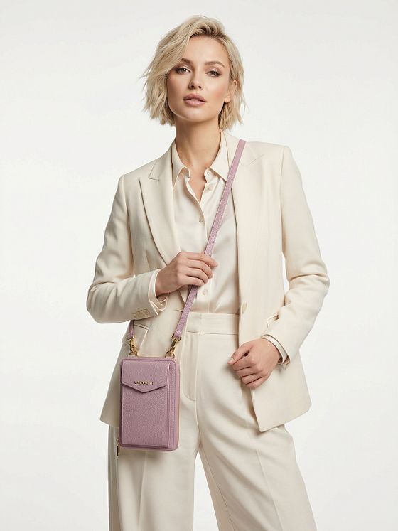 Lazarotti Bologna Leather Zip-Around Peněženka Pouzdro na mobilní telefon kožené 19 cm