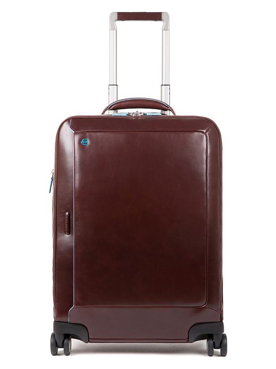 Piquadro Blue Square 4-hjulet kabinekuffert i læder med 55 cm rum til bærbar computer