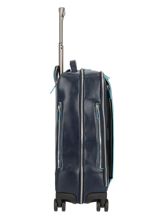 Piquadro Blue Square 4-hjulet kabinekuffert i læder med 55 cm rum til bærbar computer
