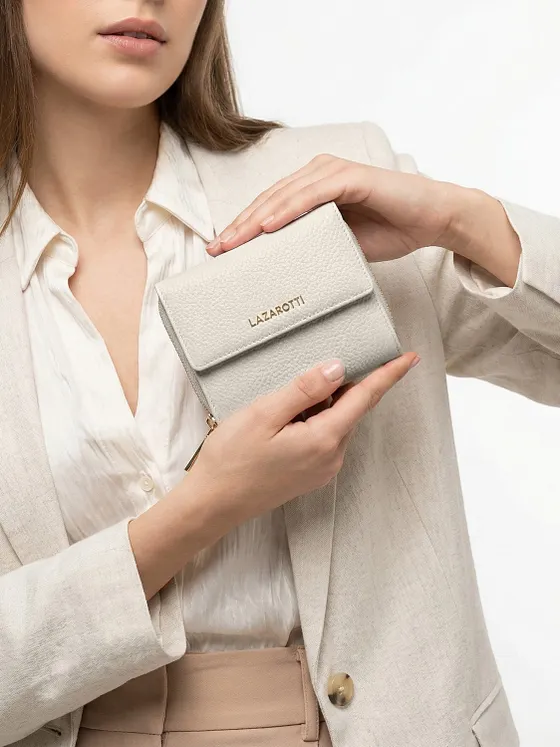 Lazarotti Cartera de piel «Bologna» con cremallera envolvente, 12 cm
