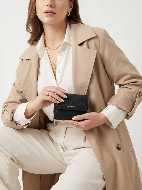 Lazarotti Cartera de piel «Bologna» con cremallera envolvente, 12 cm