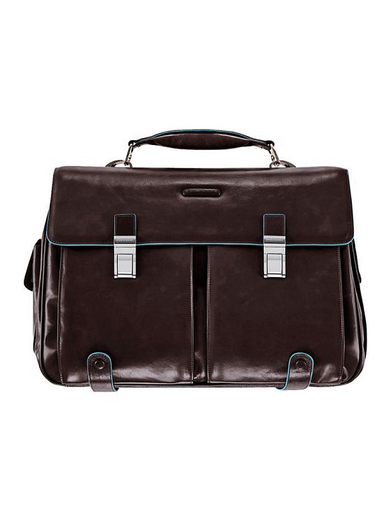 Piquadro Blå firkantet dokumentmappe i læder 43 cm rum til bærbar computer