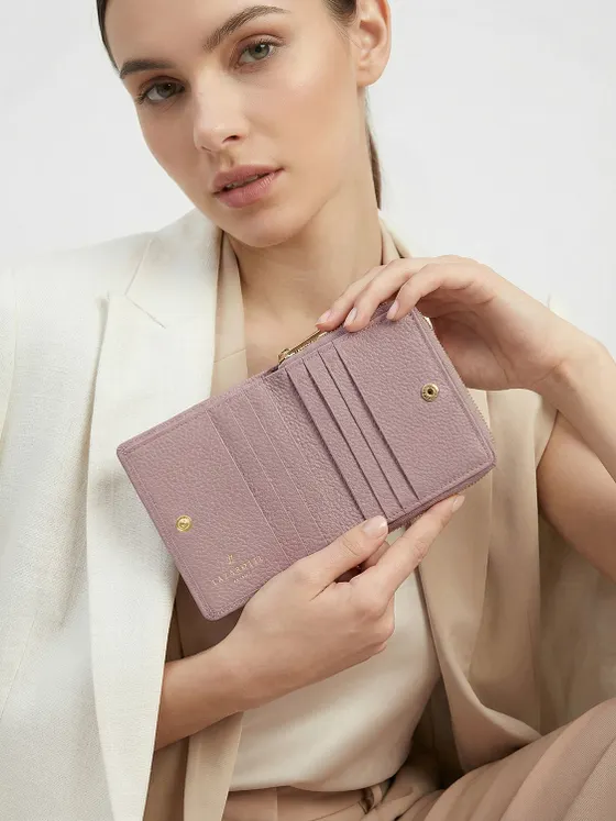 Lazarotti Cartera de piel «Bologna» mediana con cremallera perimetral, 10 cm