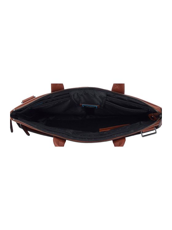 Piquadro Sort firkantet dokumentmappe i læder med 42 cm rum til bærbar computer