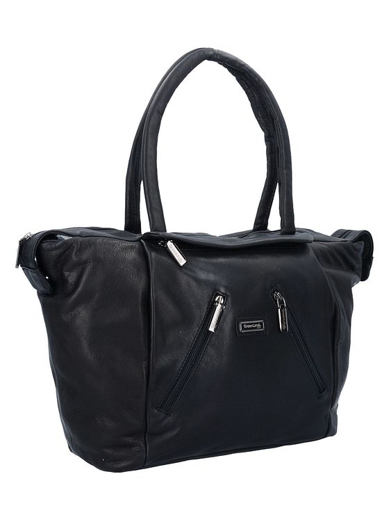 Greenland Nature Sort nappa shopper taske i læder 33 cm