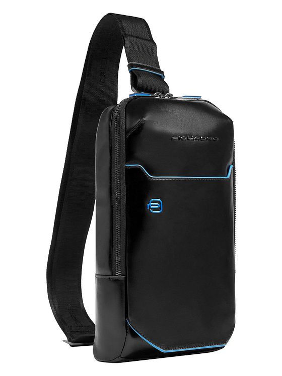 Piquadro Blå firkantet skuldertaske i læder 28 cm Piquadro Blå firkantet skuldertaske i læder 28 cm