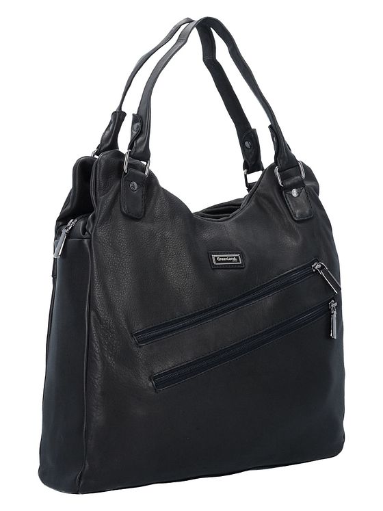 Greenland Nature Sort skuldertaske i nappalæder 38 cm