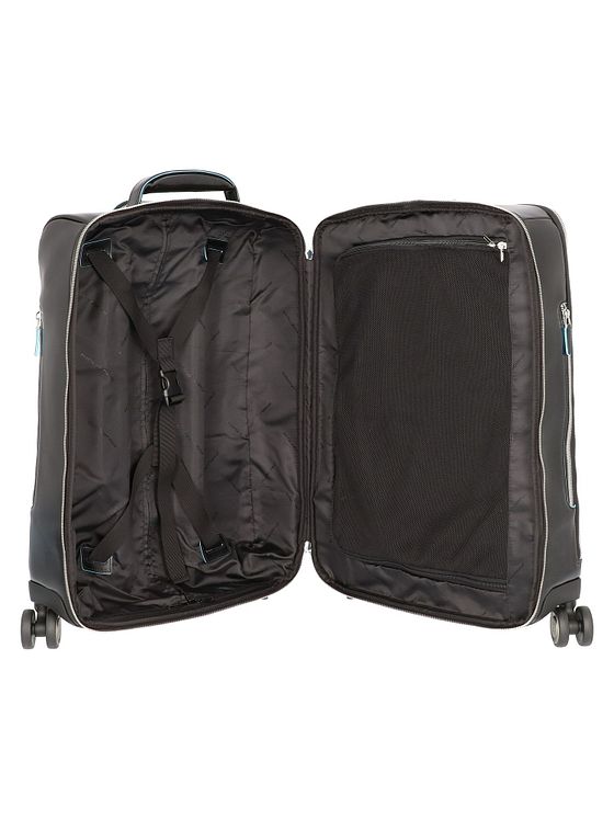 Piquadro Blue Square 4-hjulet kabinekuffert i læder med 55 cm rum til bærbar computer