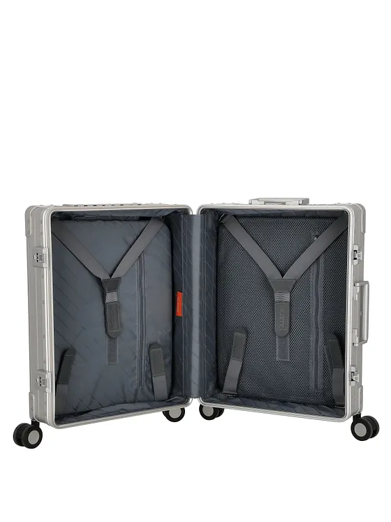 Aleon Inrikes handbagageväska med 4-hjulig Cabinväska i Aluminium, 53 cm, med fack för bärbar dator