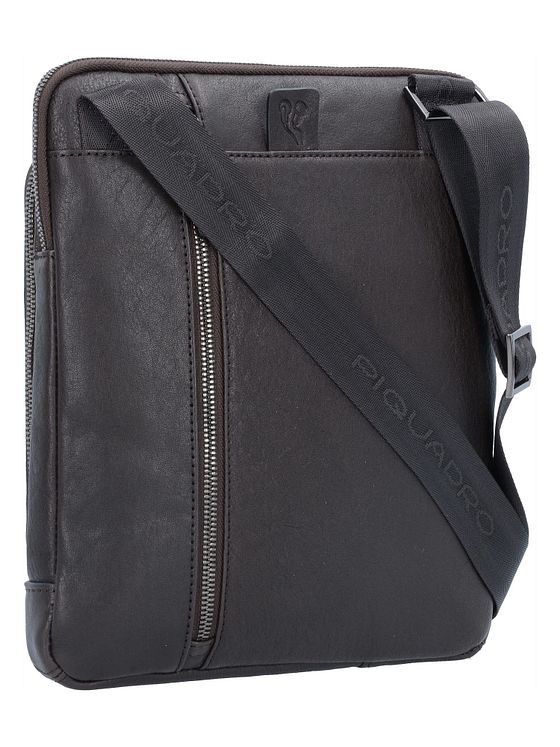 Piquadro Sort firkantet skuldertaske i læder 24 cm Piquadro Sort firkantet skuldertaske i læder 24 cm