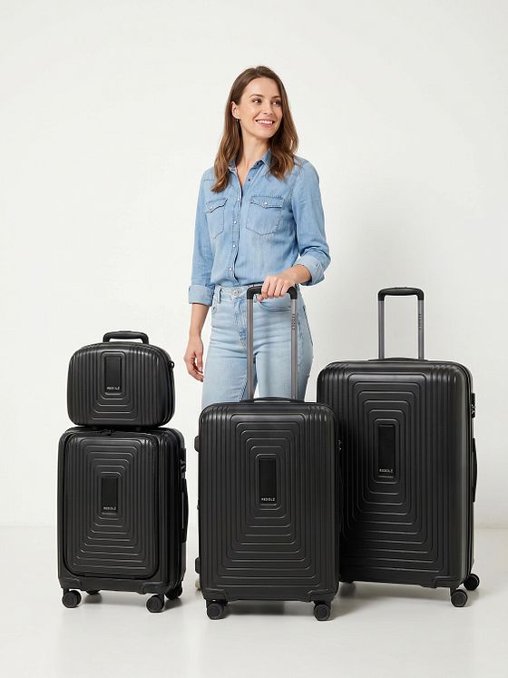Redolz Essentials14 4-hjuls kuffertsæt Beautycase 4stk med udvidelsesfoldet laptoprum Redolz Essentials14 4-hjuls kuffertsæt Beautycase 4stk med udvidelsesfoldet laptoprum