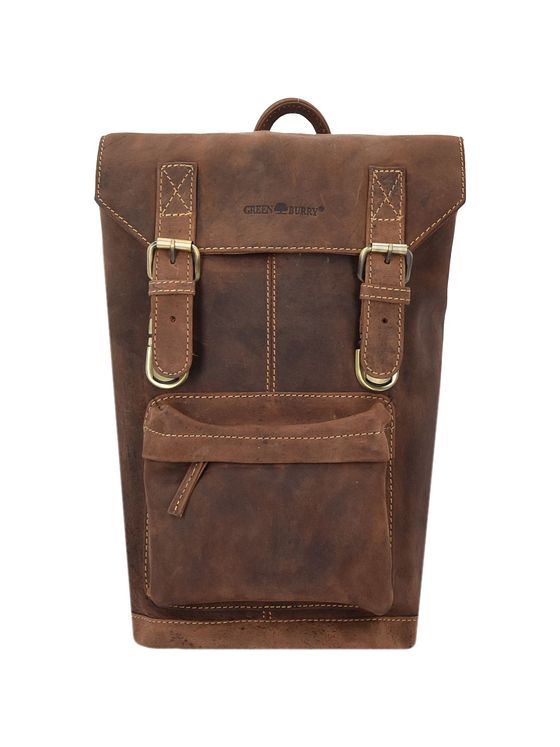 Greenburry Vintage-rygsæk i læder med 42 cm rum til bærbar computer