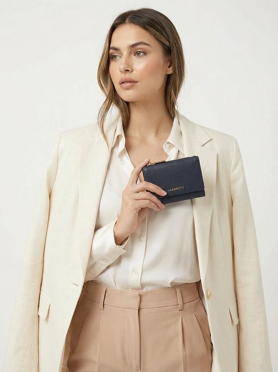 Lazarotti Bologna Kožená peněženka XL s přihrádkou na zip kůže 14 cm