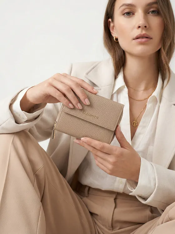 Lazarotti Cartera de piel «Bologna» con cremallera envolvente, 12 cm
