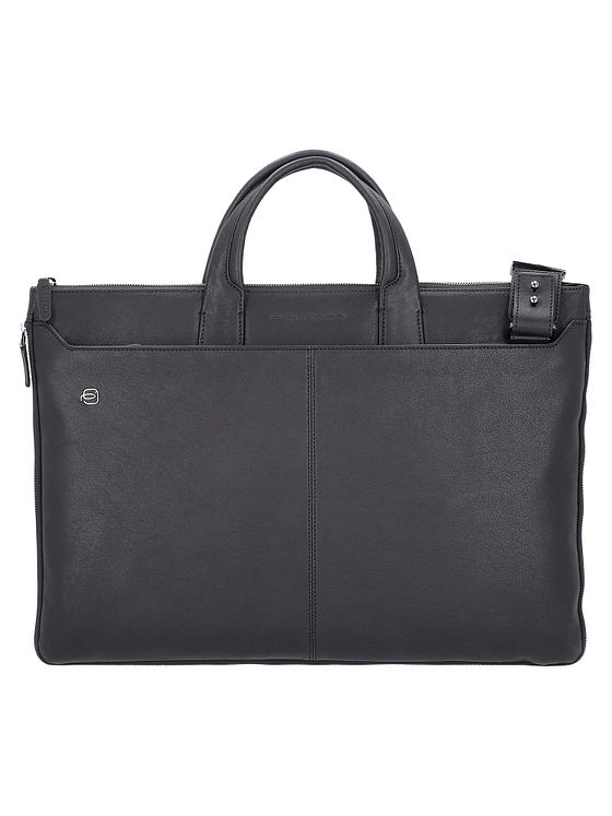 Piquadro Sort firkantet computertaske i læder 47 cm Piquadro Sort firkantet computertaske i læder 47 cm