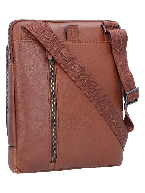 Piquadro Sort firkantet skuldertaske i læder 24 cm