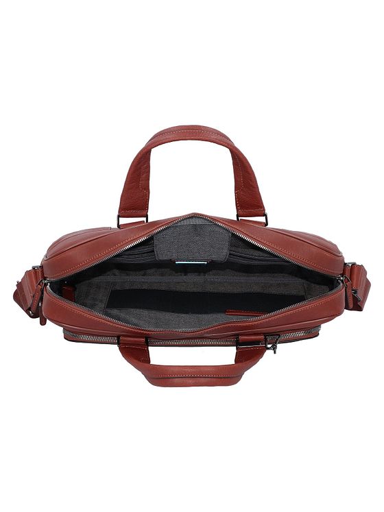 Piquadro Sort firkantet dokumentmappe i læder med 40 cm rum til bærbar computer