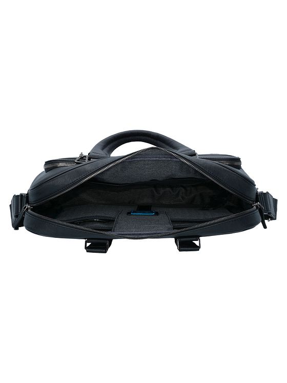 Piquadro Sort firkantet dokumentmappe i læder med 40 cm rum til bærbar computer