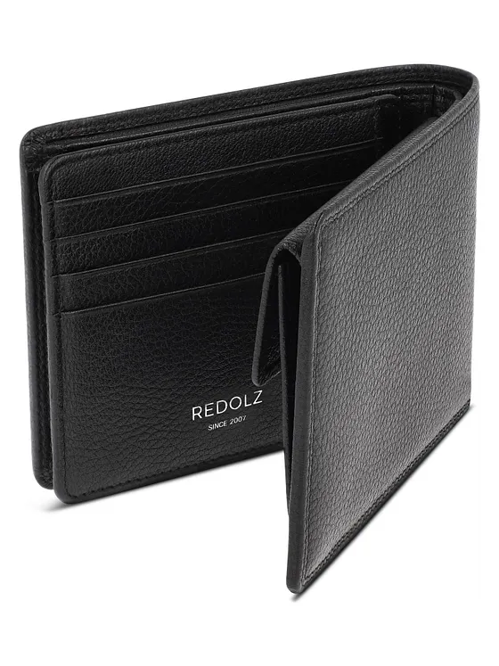 Redolz Leather Essentials QF RFID-læderpung, 12 cm, udfoldelig, med lynlåslomme Redolz Leather Essentials QF RFID-læderpung, 12 cm, udfoldelig, med lynlåslomme