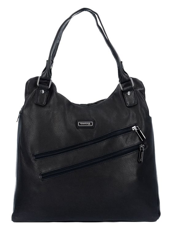 Greenland Nature Sort skuldertaske i nappalæder 38 cm